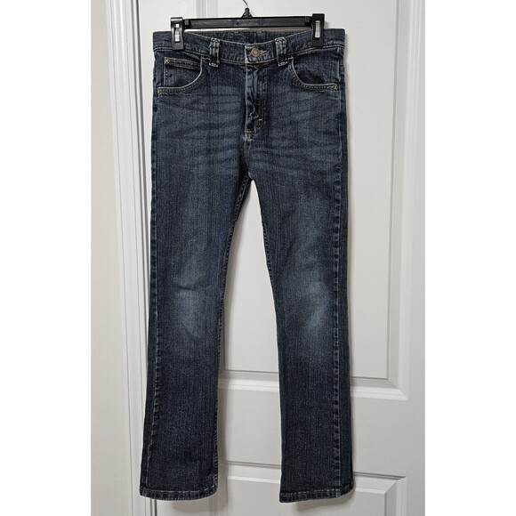 Wrangler Jeans Boys 16 Blue Denim Straight Leg Adjustable Waist Western VGUC - Picture 3 of 9